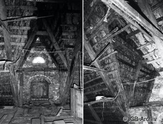 Kate von 1836, Hauptstr. 95, Niebüll: Dachkonstruktion und Zwerchgiebel, Innenansicht